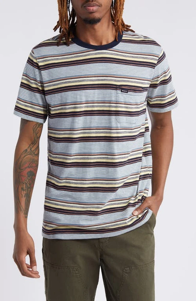 RVCA Magnolia Stripe T-Shirt Garage Blue at Nordstrom,