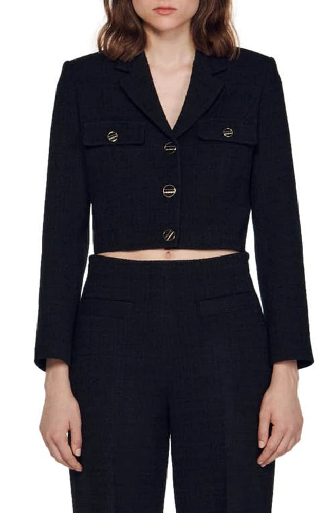 sandro Edma Tweed Crop Blazer at Nordstrom,