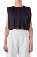 Endless Rose Bubble Hem Crop Top Black at Nordstrom,