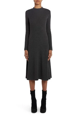 Moncler Long Sleeve Virgin Wool Blend Sweater Dress Dark Grey at Nordstrom,