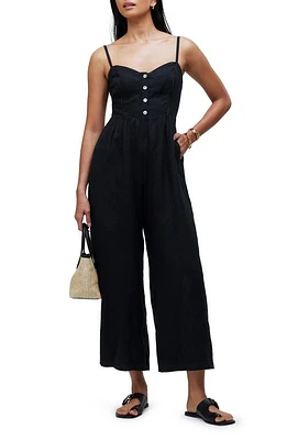 Madewell Campbell Refined Linen Jumpsuit True Black at Nordstrom,