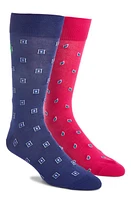 Polo Ralph Lauren Assorted 2-Pack Geometric Medallion & Paisley Dress Socks in Blue/red at Nordstrom, Size 10-13