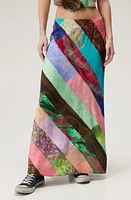 NASTY GAL Patchwork Print Satin Maxi Skirt Multi at Nordstrom,