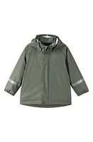 Reima Kids' Lampi Waterproof Hooded Raincoat in Greyish Green at Nordstrom, Size 4Y