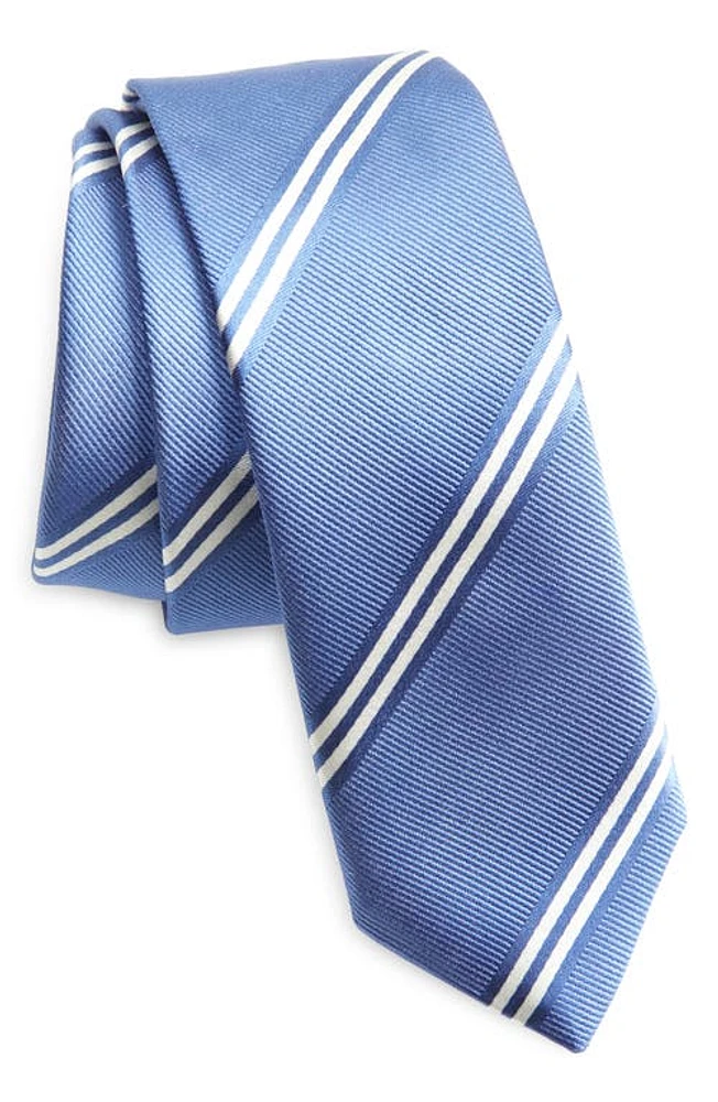 BOSS Stripe Silk Blend Tie in Light Blue at Nordstrom