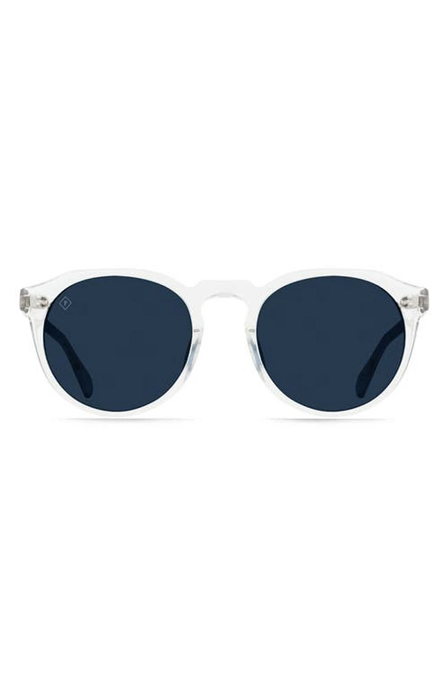 RAEN Remmy 49mm Polarized Round Sunglasses in Crystal Clear/Pol Blue Smoke at Nordstrom