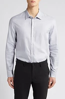 Emporio Armani Micro Check Cotton Button-Up Shirt Grey at Nordstrom,