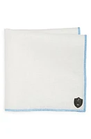 CLIFTON WILSON White Linen Pocket Square with Light Blue Trim at Nordstrom