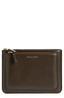 Comme des Garçons Wallets Outside Pocket Leather Zip Pouch in Brown at Nordstrom