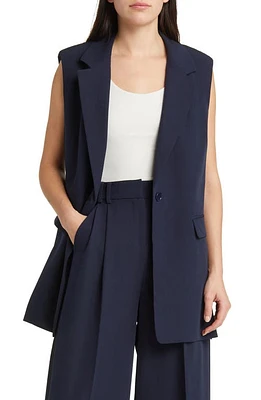 KOBI HALPERIN Stretch Twill Longline Vest Navy at Nordstrom,