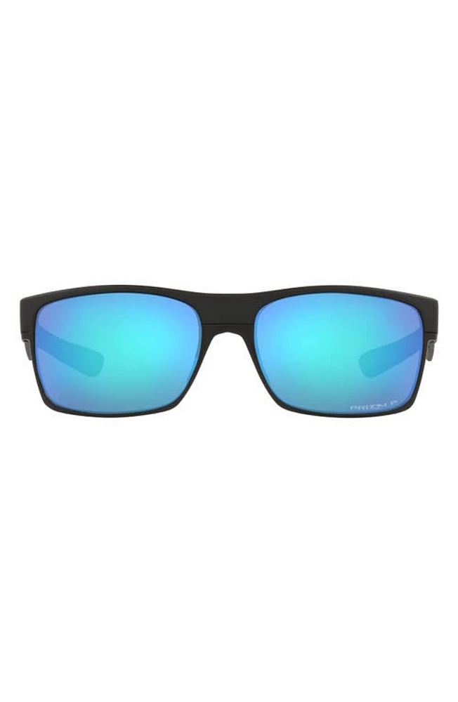 Oakley 60mm Polarized Square Sunglasses in Matte Black/Prizm Sapphire at Nordstrom