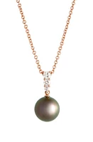 Mikimoto Morning Dew Cultured Pearl & Diamond Pendant Necklace in Rose Gold at Nordstrom