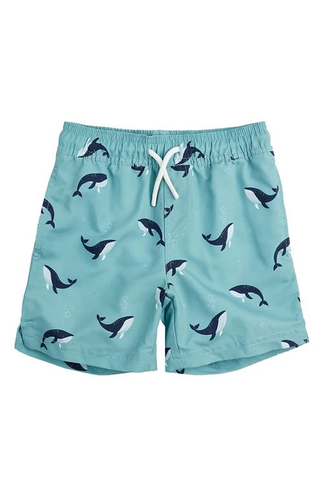 Petit Lem Kids' Whale Swim Trunks Tur Turquoise at Nordstrom,