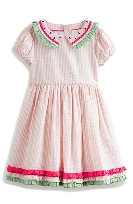 Mini Boden Kids' Collared Cotton Gauze Dress Ballet Pink/Ivory Stripe at Nordstrom,