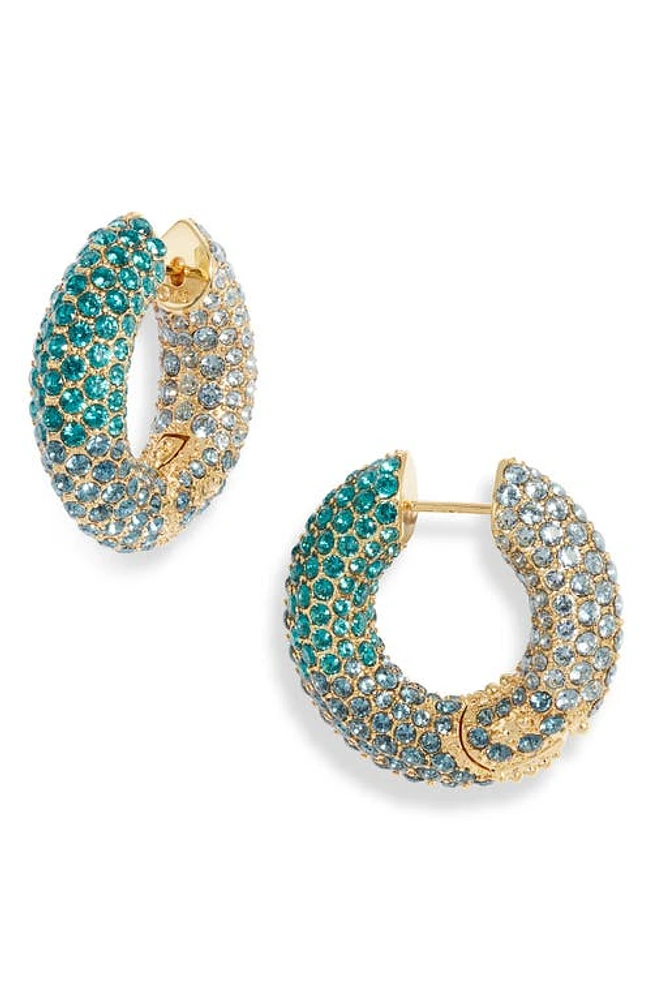 Kendra Scott Mikki Pavé Crystal Hoop Earrings in Gold Green Blue at Nordstrom