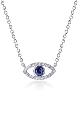 Lafonn Evil Eye Lab Created Sapphire & Simulated Diamond Pendant Necklace in Blue at Nordstrom, Size 20