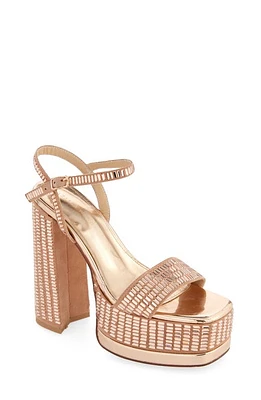 AZALEA WANG Catriona Crystal Platform Sandal in Champagne at Nordstrom, Size 9