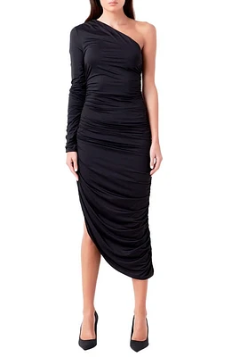 Endless Rose One-Shoulder Asymmetric Hem Cocktail Dress Black at Nordstrom,