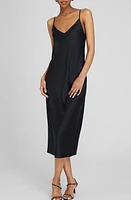 Club Monaco Silk Charmeuse Midi Slipdress Black/Noir at Nordstrom,