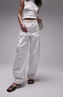 Topshop Wide Leg Back Tab Pants in White at Nordstrom, Size 2 Us