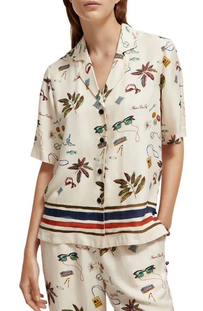 Scotch & Soda Festival Print Camp Shirt in Festival Trinket Bor at Nordstrom, Size 8 Us