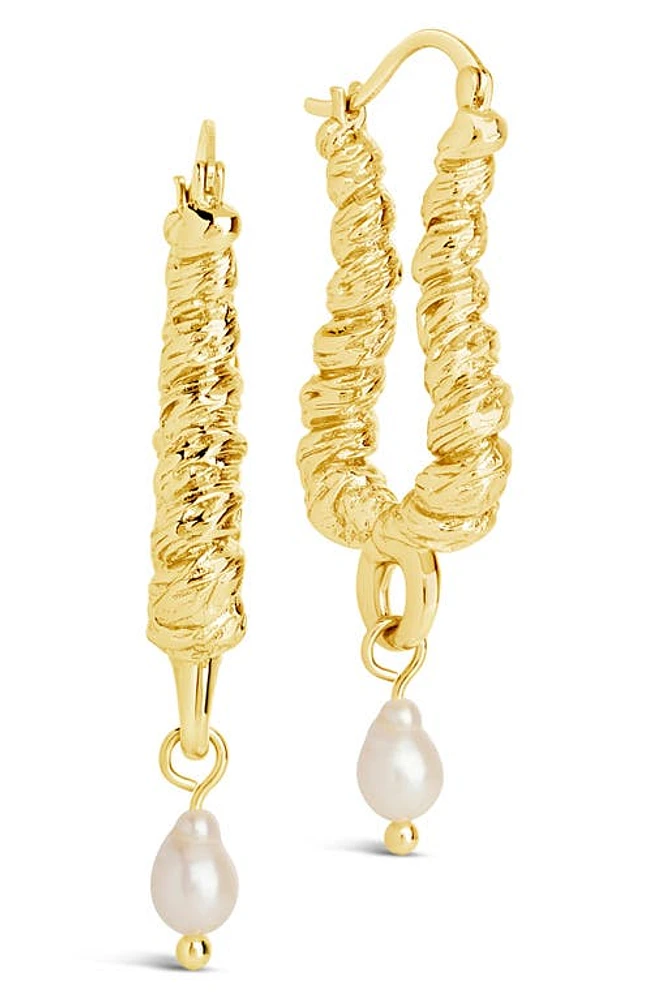 Sterling Forever Sylvie Freshwater Pearl Hoop Earrings in Gold at Nordstrom