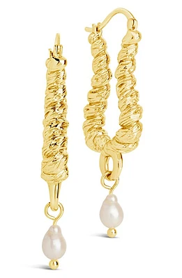 Sterling Forever Sylvie Freshwater Pearl Hoop Earrings in Gold at Nordstrom