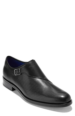 Cole Haan Washington Grand Laser Monk Strap Loafer Black/Black at Nordstrom,