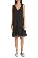 ATM Anthony Thomas Melillo Ruffle Hem Cotton Tank Dress in Black at Nordstrom, Size Small