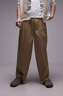 Topman Cotton Wide Leg Pants Camel at Nordstrom,