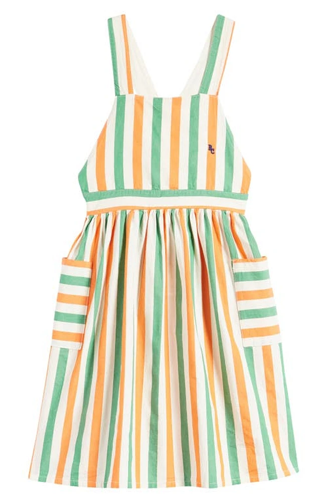 Bobo Choses Kids' Stripe Cotton Pinafore Dress Off White at Nordstrom, Y