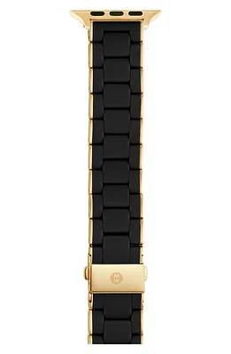 MICHELE Silicone 20mm Apple Watch Watchband in Black/gold at Nordstrom