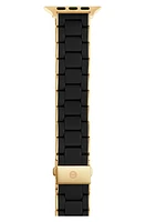 MICHELE Silicone 20mm Apple Watch Watchband in Black/gold at Nordstrom