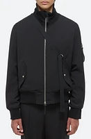 Helmut Lang Stretch Wool Bomber Jacket Black at Nordstrom,