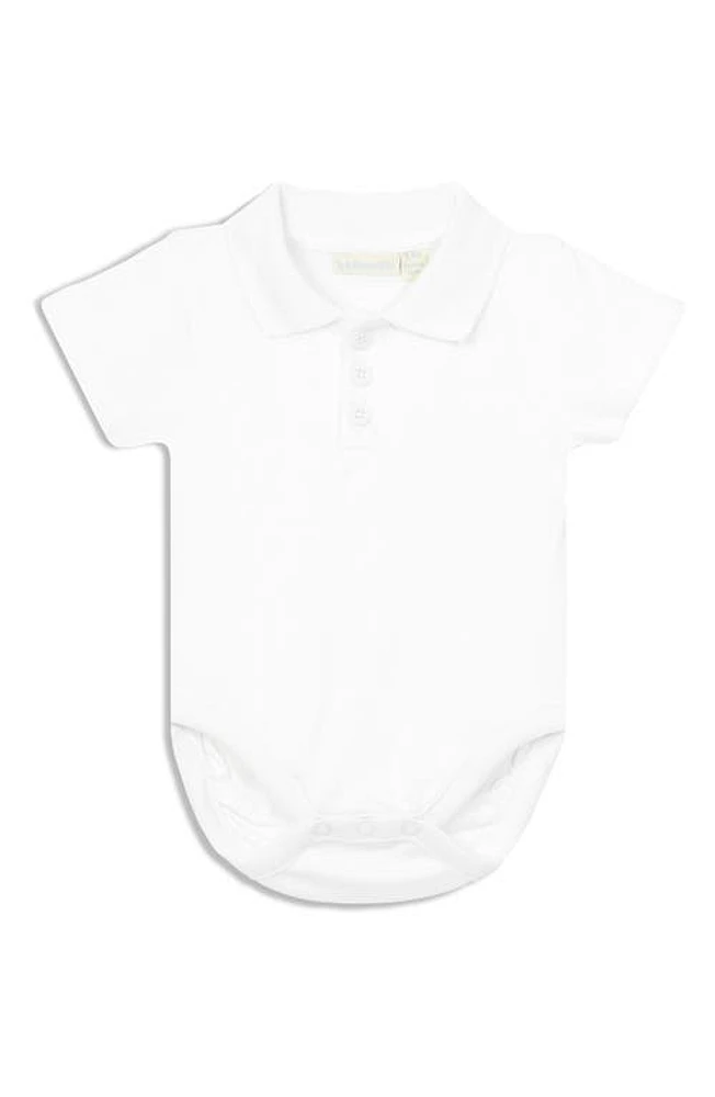 JOJO MAMAN BEBE Cotton Polo Bodysuit White at Nordstrom,