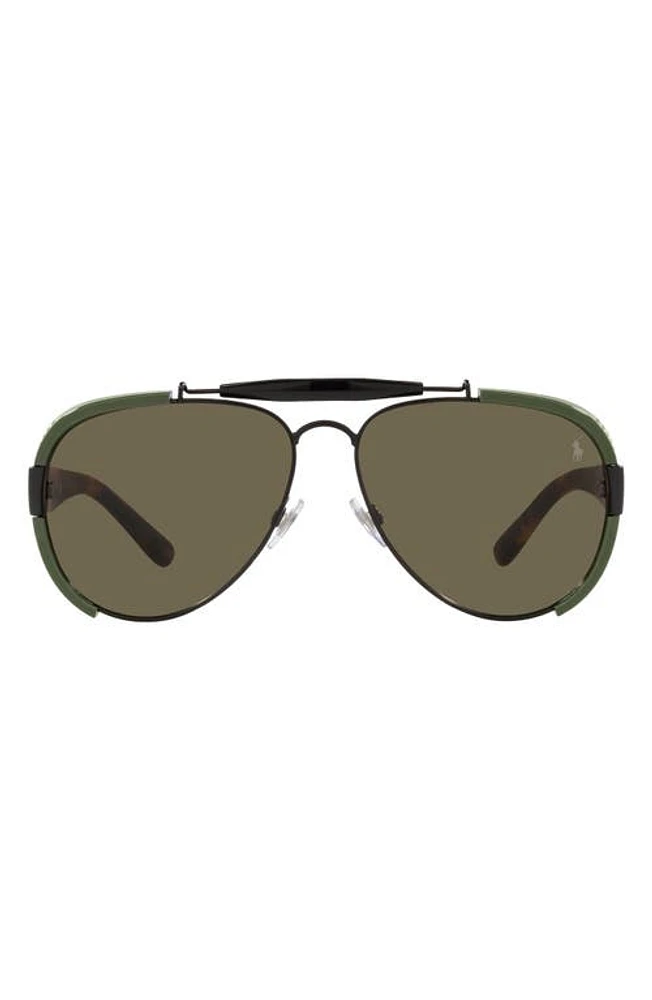 Polo Ralph Lauren 60mm Pilot Sunglasses in Matte Black at Nordstrom