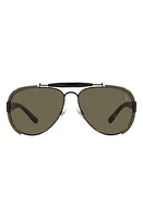 Polo Ralph Lauren 60mm Pilot Sunglasses in Matte Black at Nordstrom