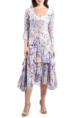 Komarov Charmeuse & Chiffon Tiered Midi Dress in Confetti at Nordstrom, Size Medium