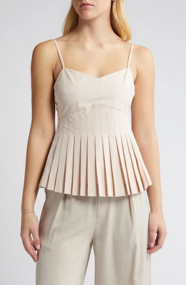 RUE SOPHIE Alma Pleated Peplum Cotton Camisole Blush at Nordstrom,