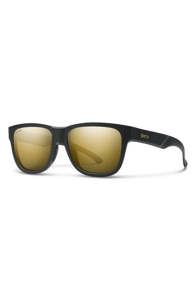 Smith Lowdown Slim 2 53mm ChromaPop Polarized Square Sunglasses in Matte Black Gold /Black Gold at Nordstrom