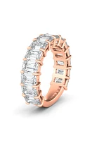 HauteCarat Emerald Cut Lab Created Diamond Eternity Band in Rose Gold at Nordstrom