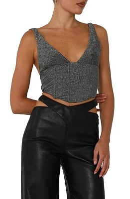 BY. DYLN Lillian Corset Crop Top Silver at Nordstrom,