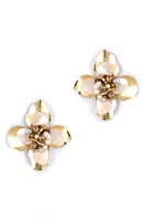 Deepa Gurnani Azura Imitation Pearl Beaded Floral Stud Earrings in Gold at Nordstrom