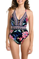 La Blanca Midnight Plunge One-Piece Swimsuit in Black at Nordstrom, Size 6