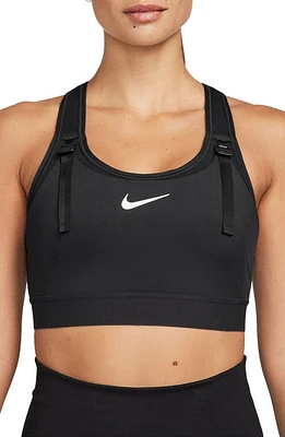 Nike Swish Dri-FIT Maternity/Nursing Sports Bra Black/Black/White at Nordstrom,