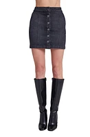 Bella Dahl Button Front Denim Miniskirt Silver Steel Wash at Nordstrom,