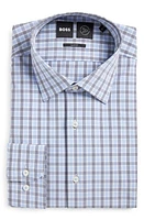 BOSS Hank Slim Fit Check Performance Dress Shirt in Light Blue at Nordstrom, Size 15