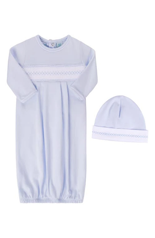 Feltman Brothers Smocked Argyle Cotton Gown & Bonnet Set in Blue at Nordstrom, Size Newborn