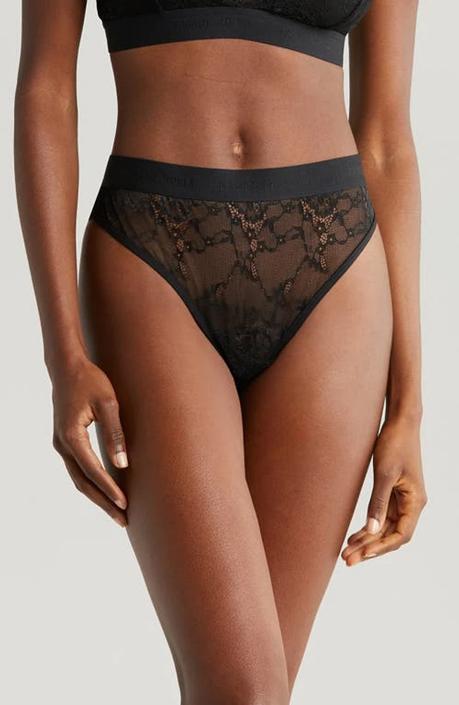 Lemonade Dolls The Picot Lace High Waist Brazilian Briefs Black at Nordstrom,