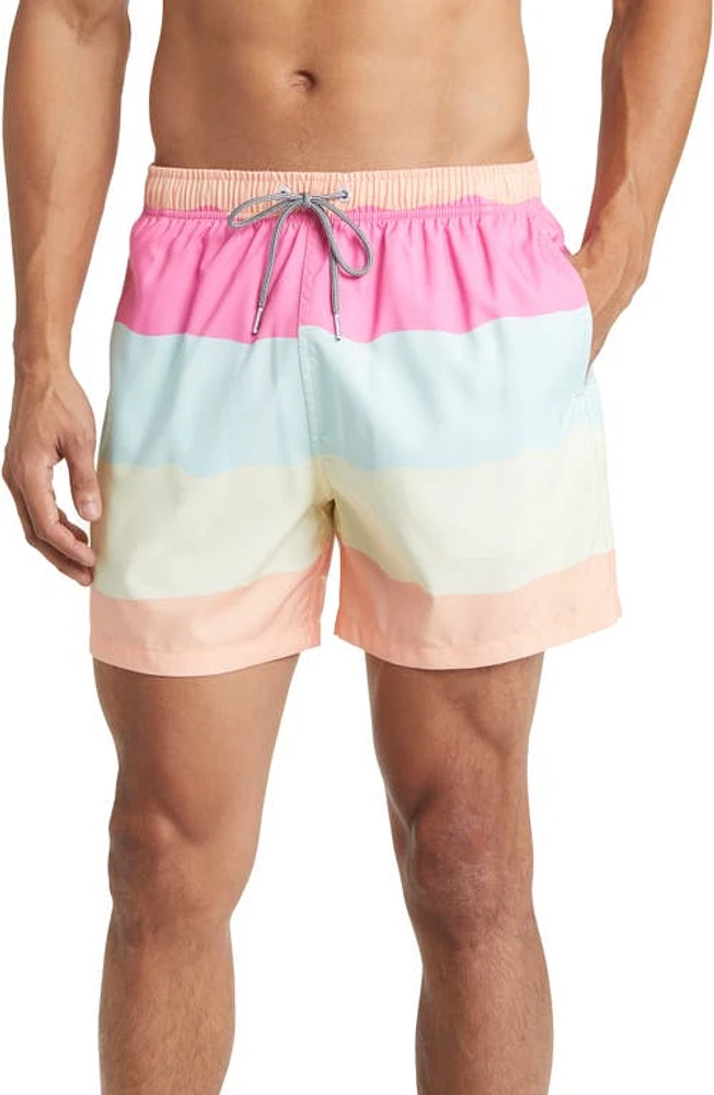 Boardies Refresher Stripe Swim Trunks Multi Peach at Nordstrom,